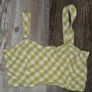 Aerie Yellow Checkered Tank Top